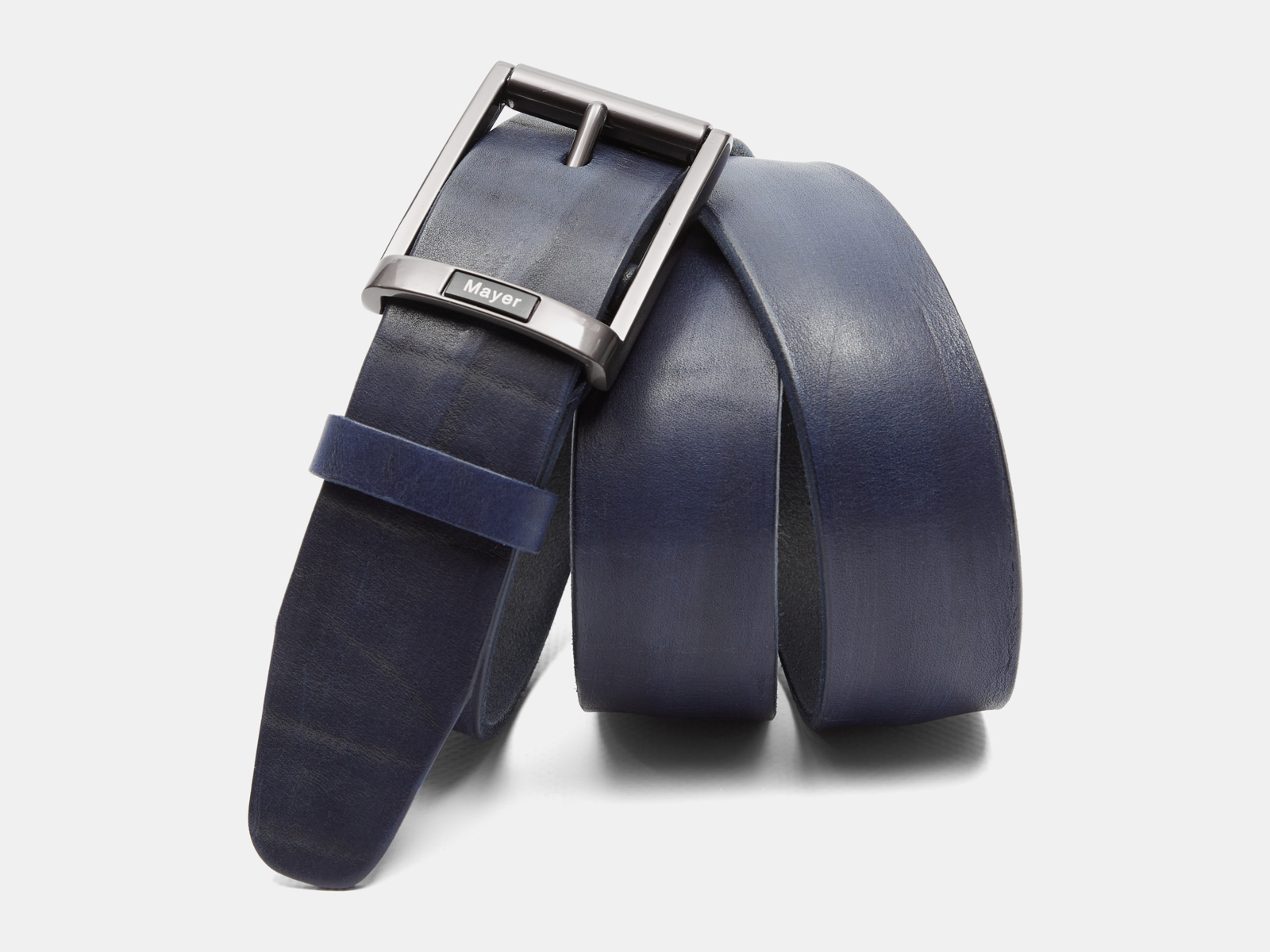 Кожаный синий мужской джинсовый ремень B40-2211