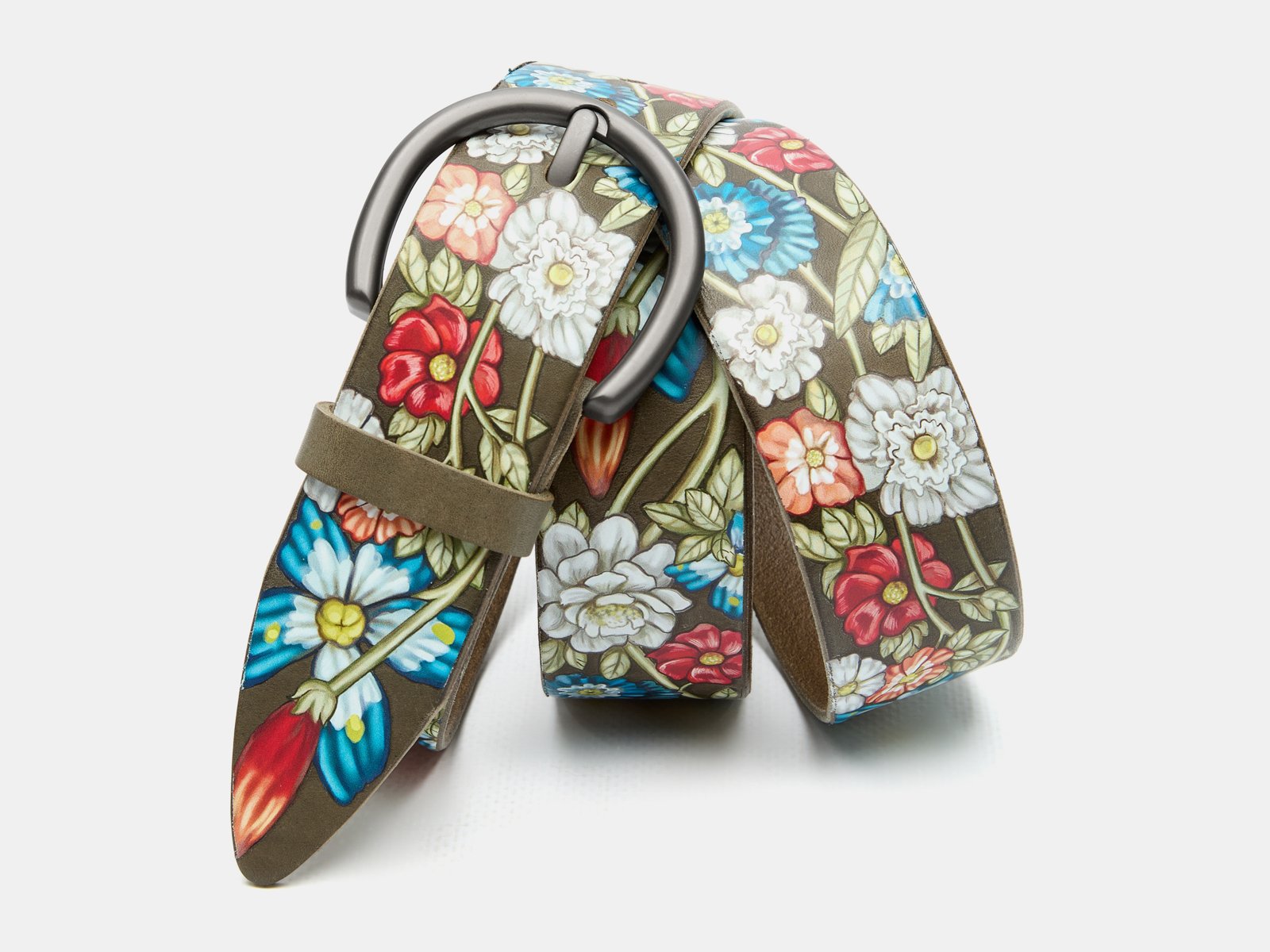 Кожаный серый женский джинсовый ремень 