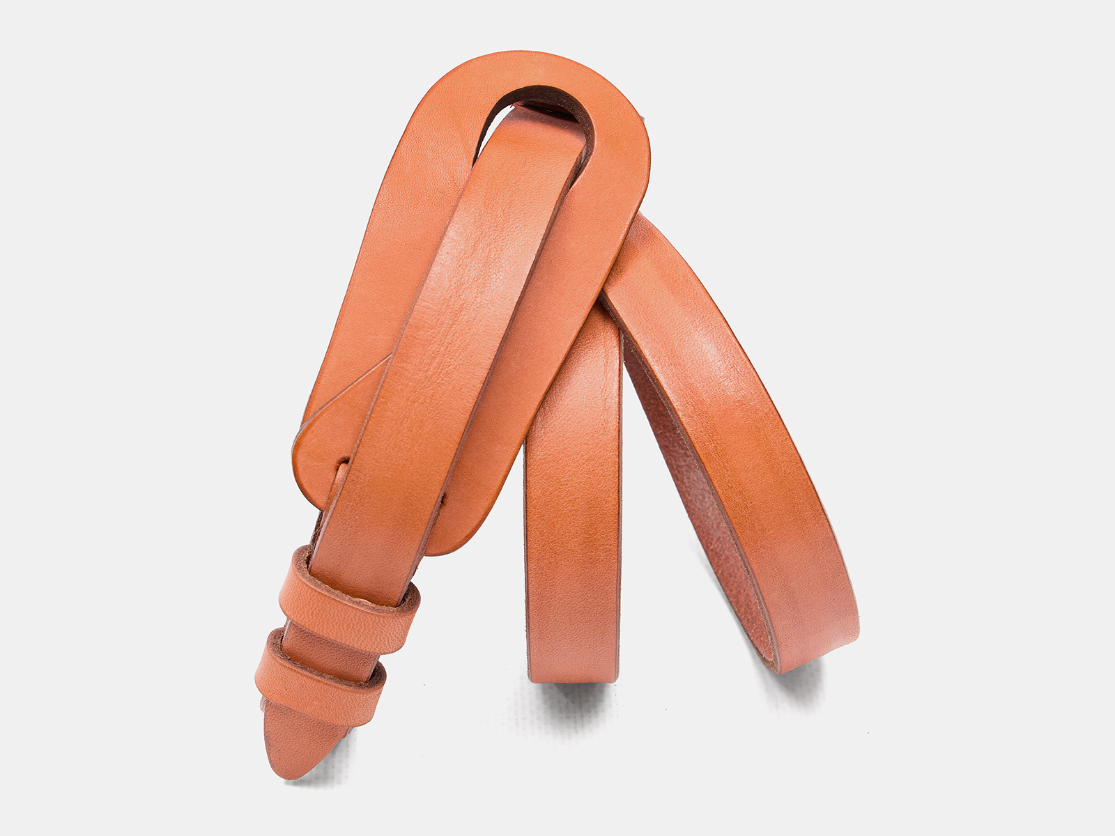 Кожаный оранжевый женский джинсовый ремень B20-37