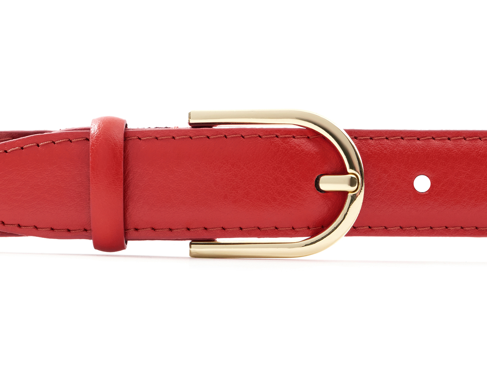 Кожаный красный женский джинсовый ремень B25-204