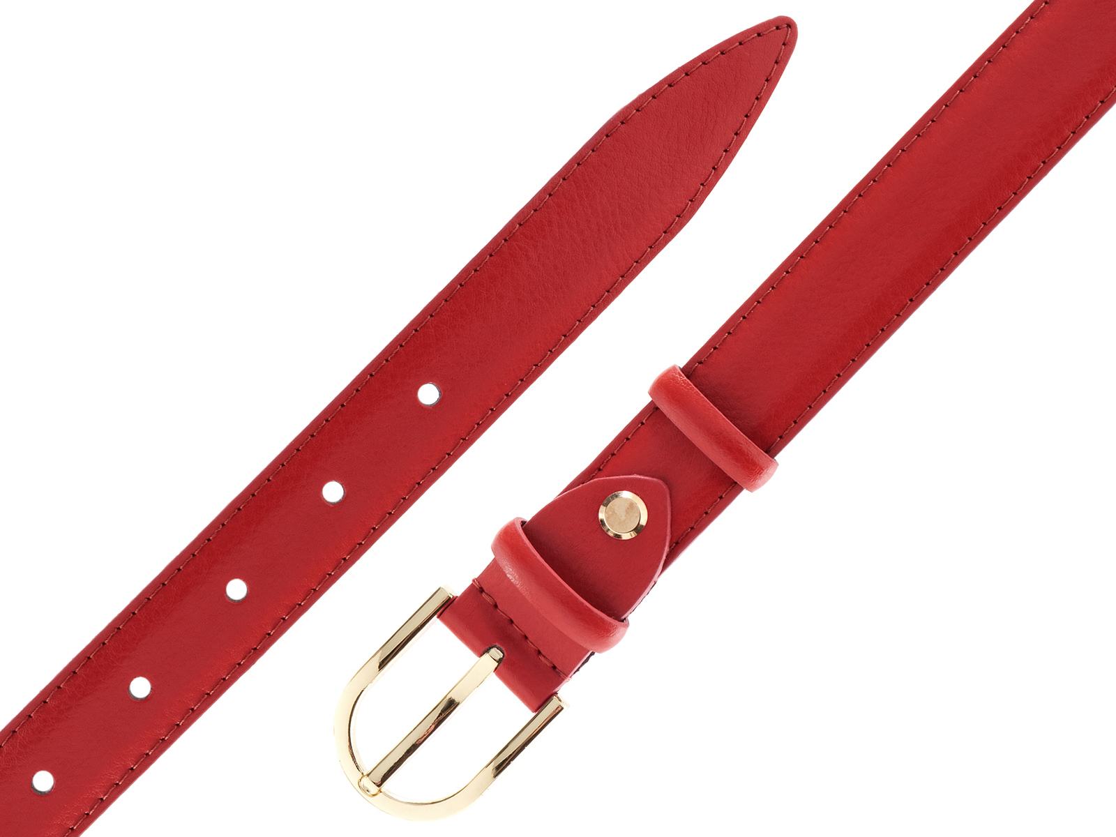 Кожаный красный женский джинсовый ремень B25-204