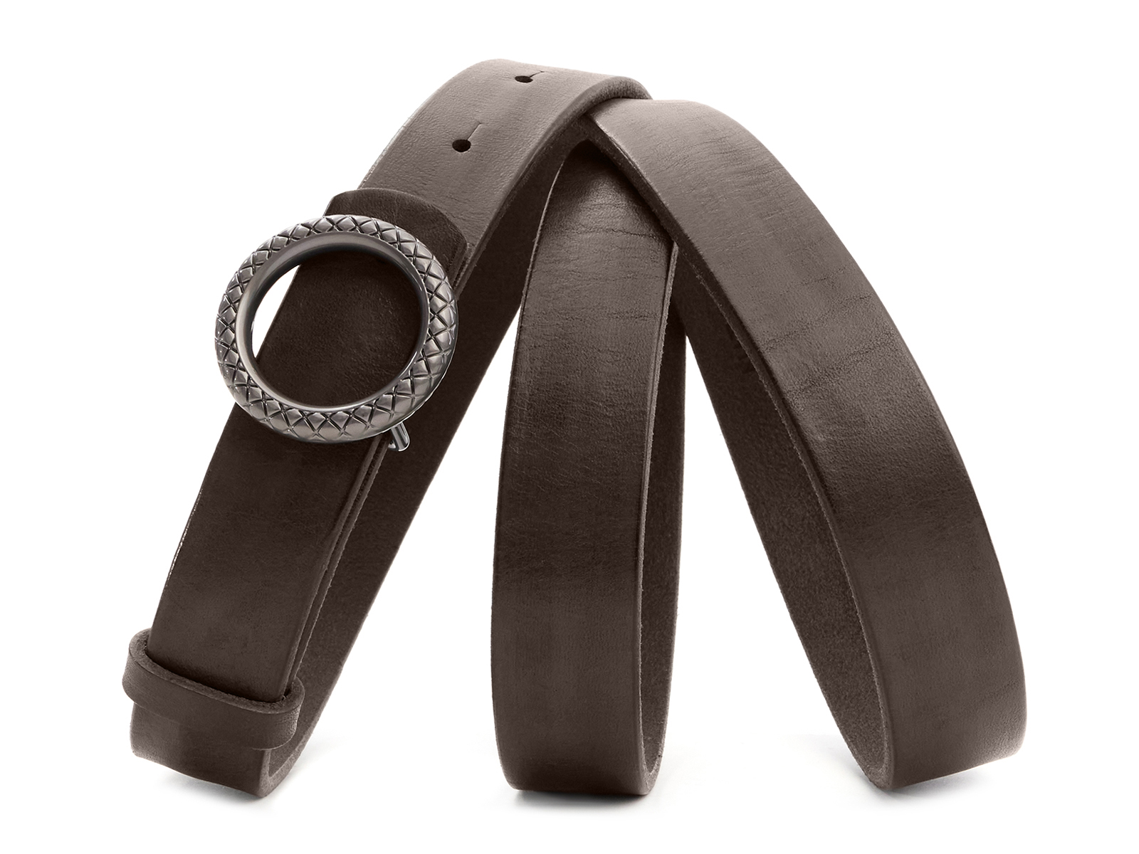 Кожаный коричневый женский джинсовый ремень B25-211