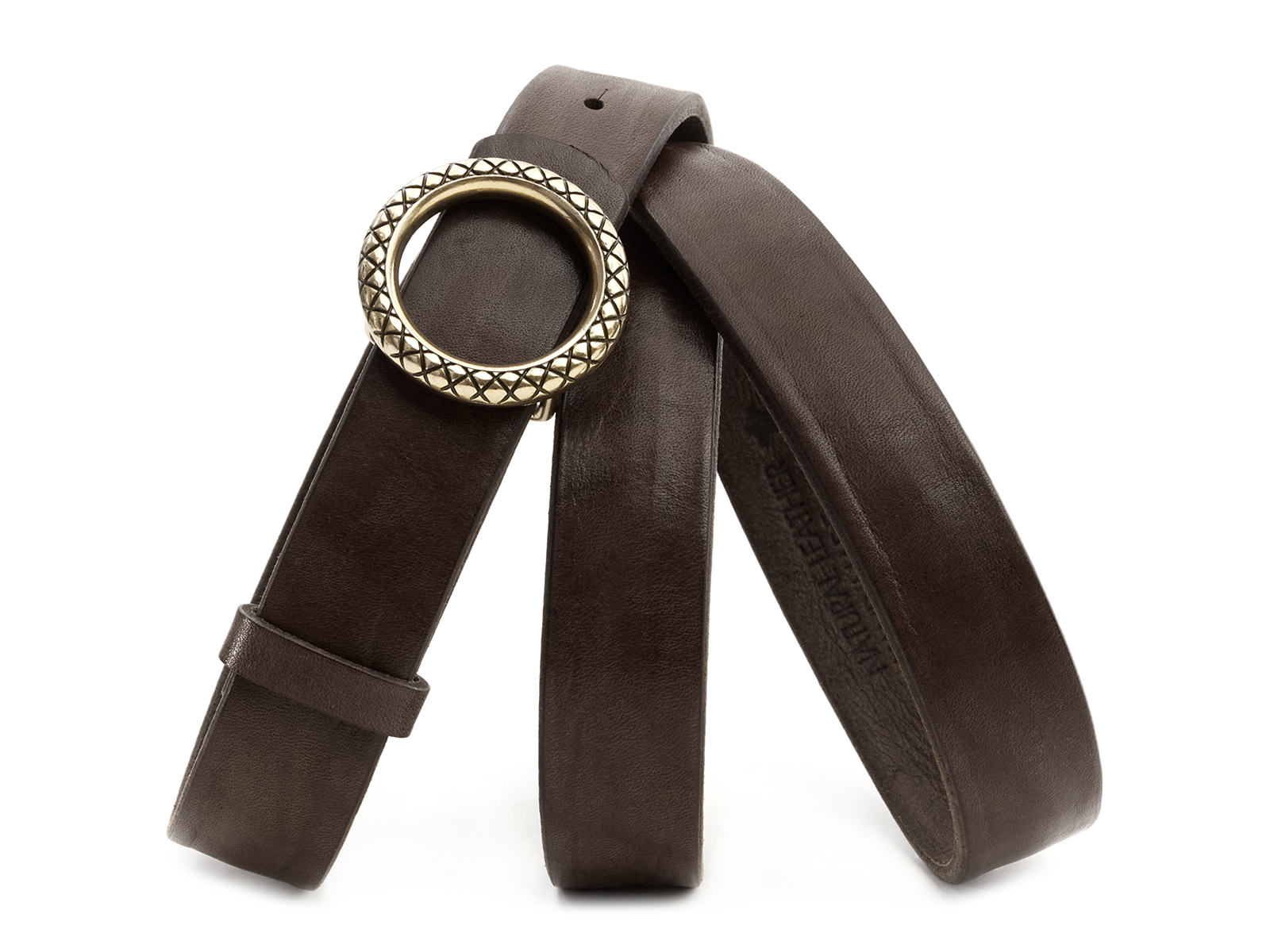 Кожаный коричневый женский джинсовый ремень B25-212