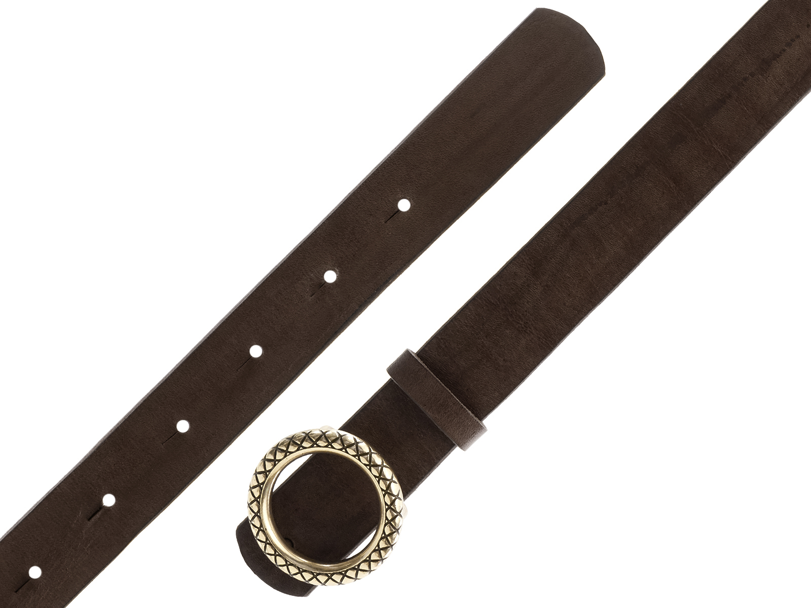 Кожаный коричневый женский джинсовый ремень B25-212