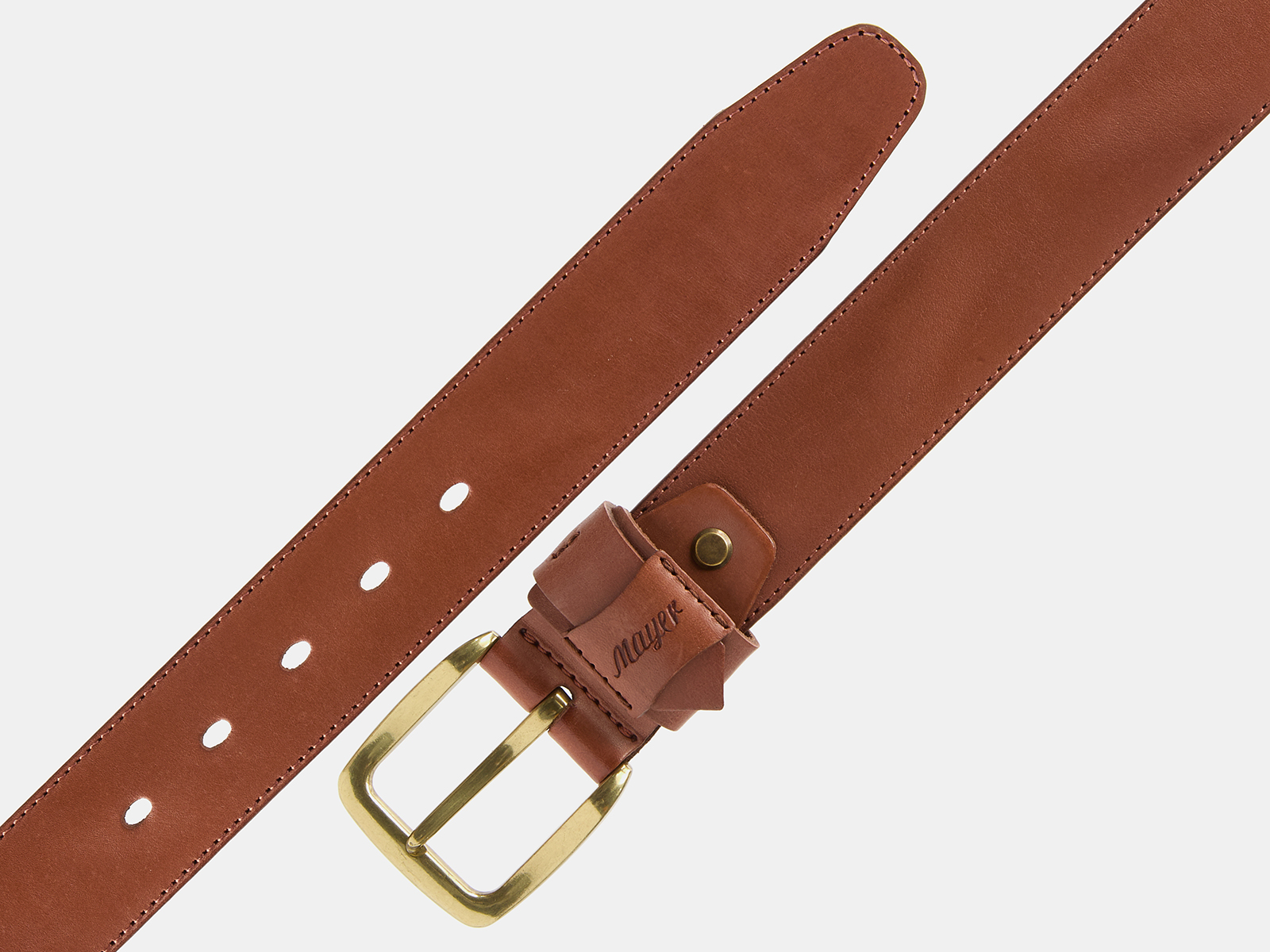 Кожаный коньячный мужской джинсовый ремень B40-2307