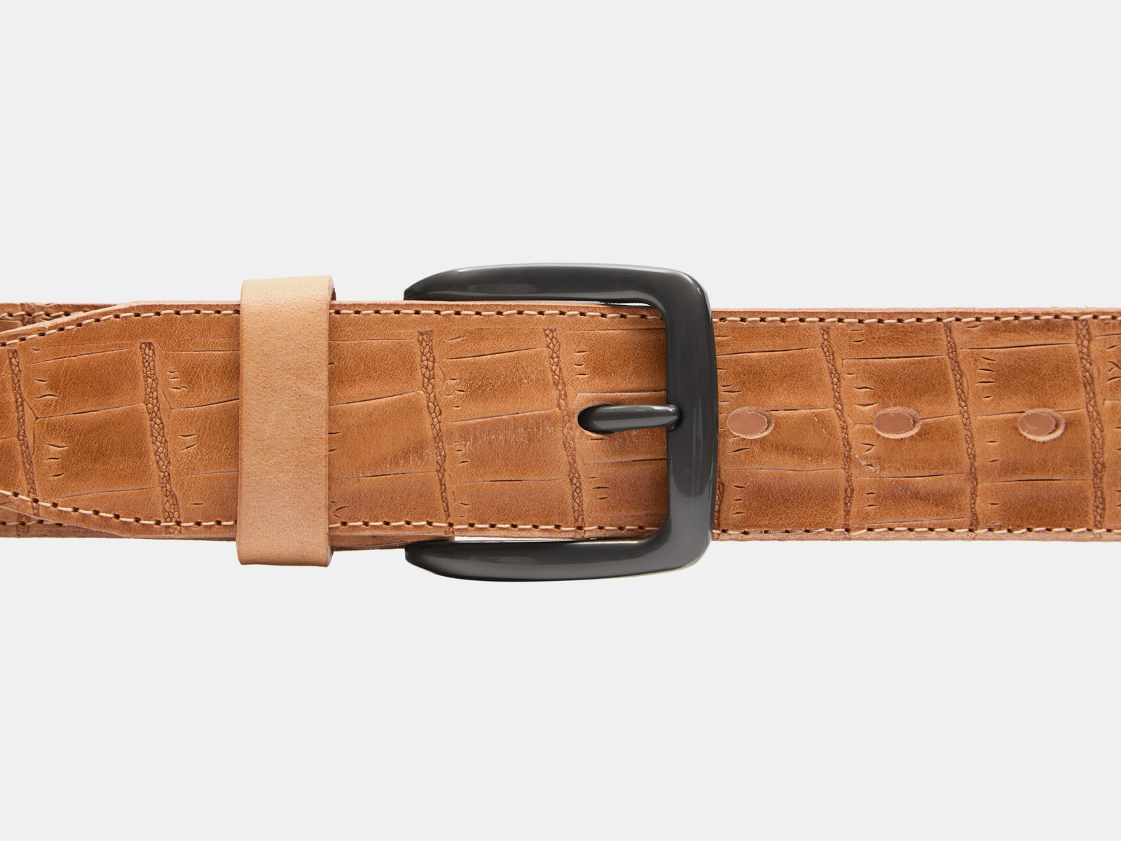 Кожаный бежевый мужской джинсовый ремень B40-2317