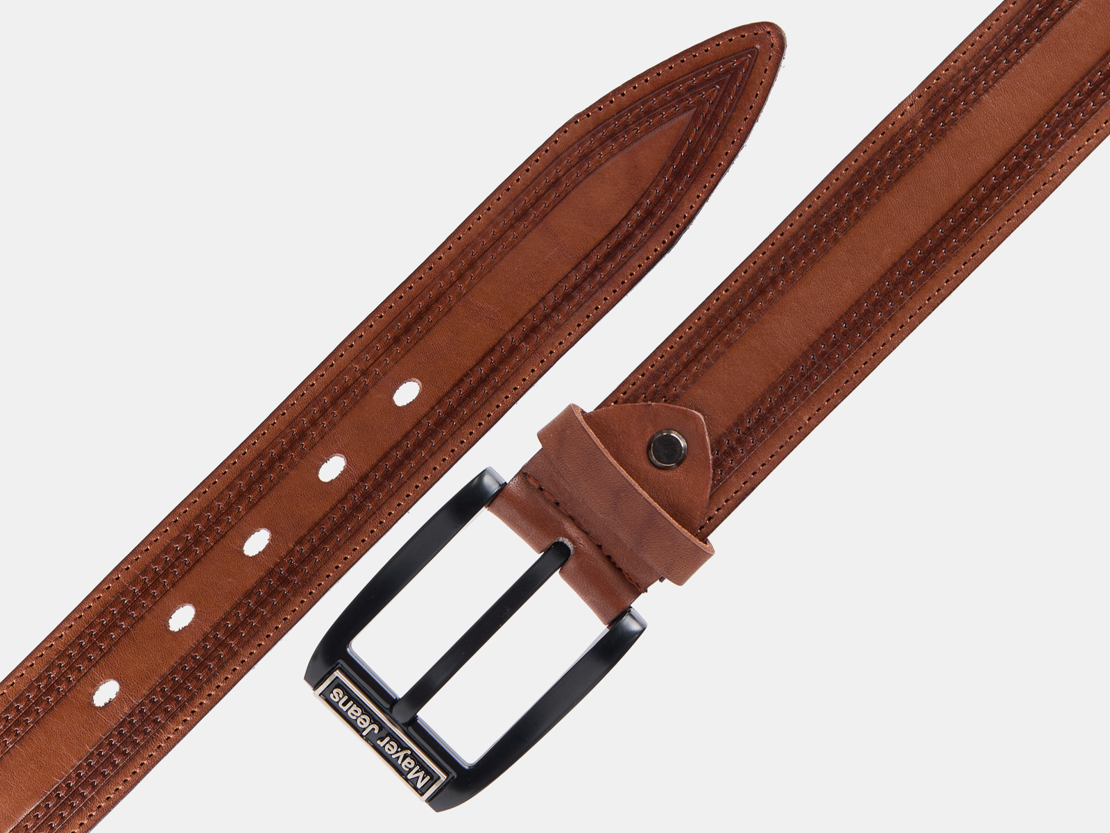 Кожаный коньяк мужской джинсовый ремень B40-2389