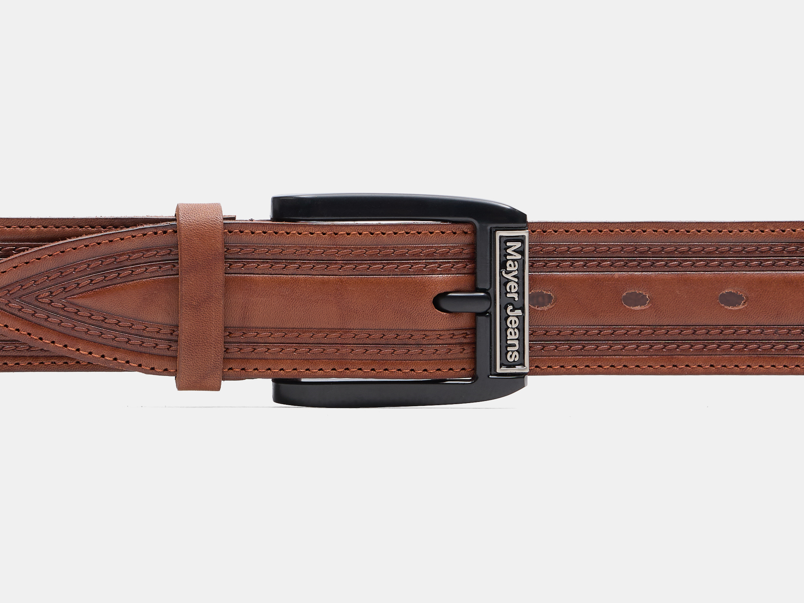 Кожаный коньяк мужской джинсовый ремень B40-2389