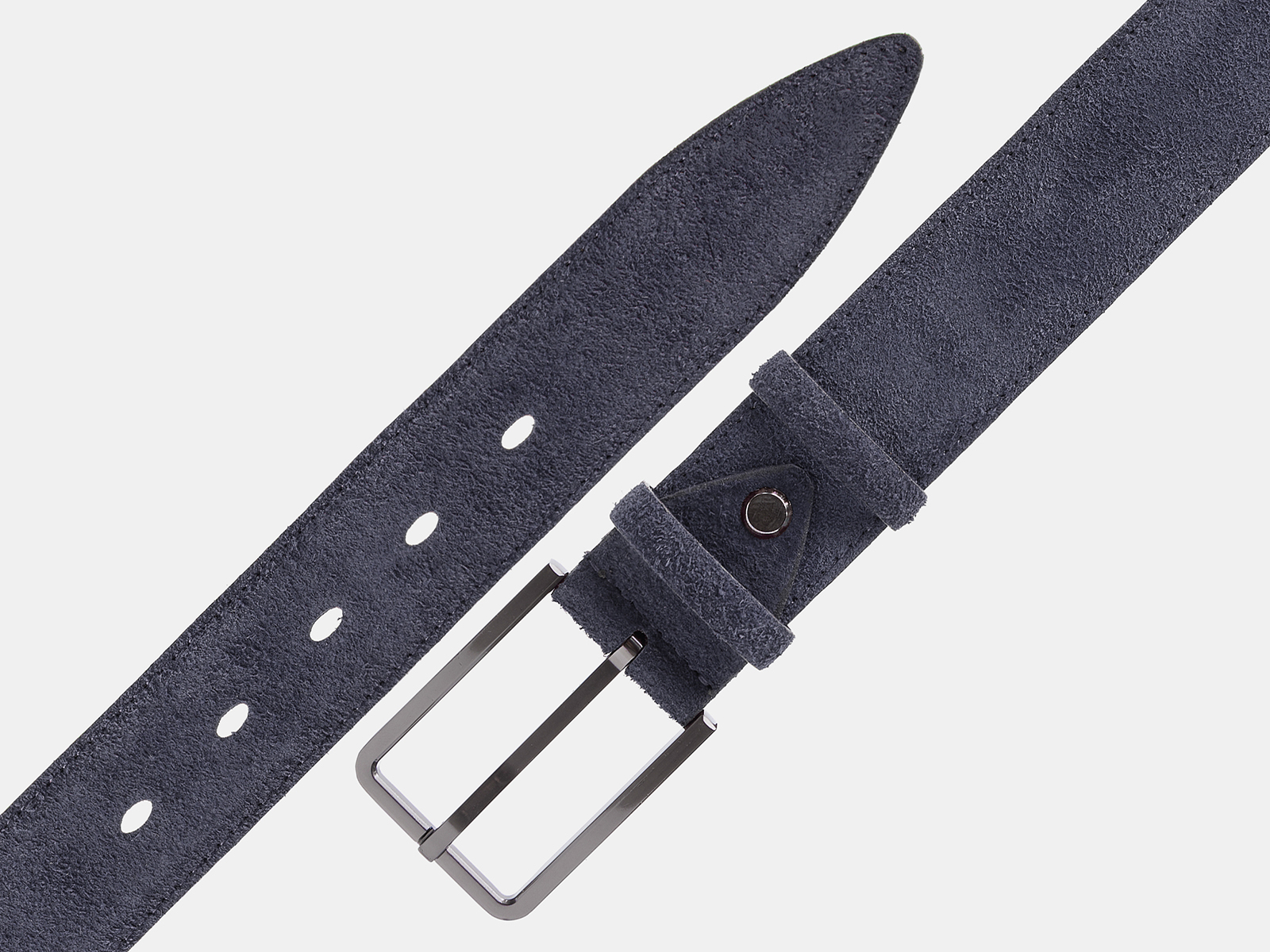 Кожаный серый мужской классический ремень ZM35-12