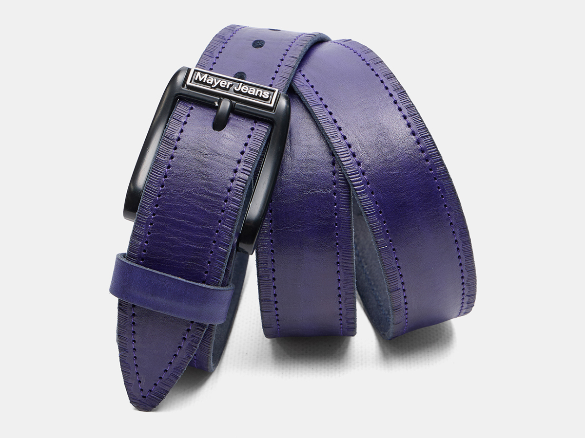 Кожаный синий мужской джинсовый ремень B40-2393