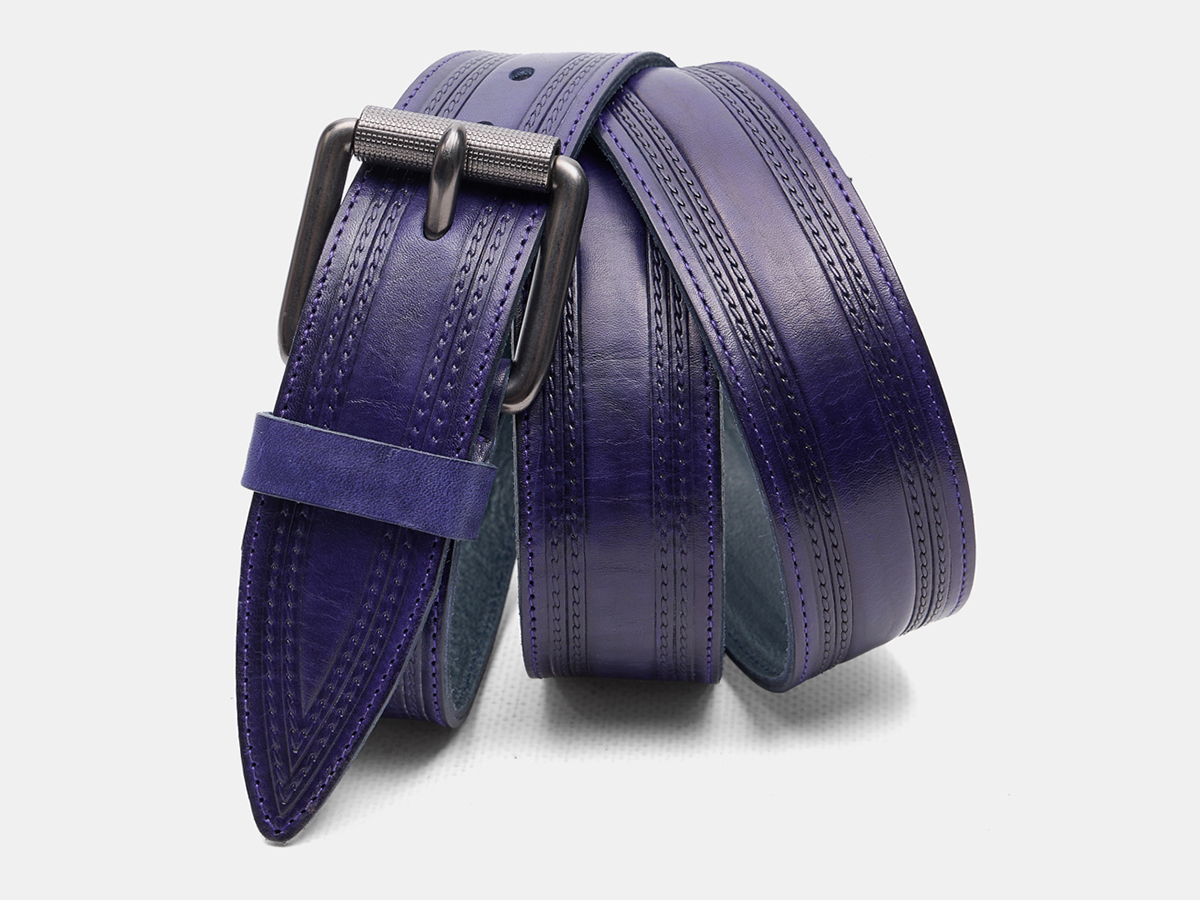 Кожаный синий мужской джинсовый ремень B40-2394