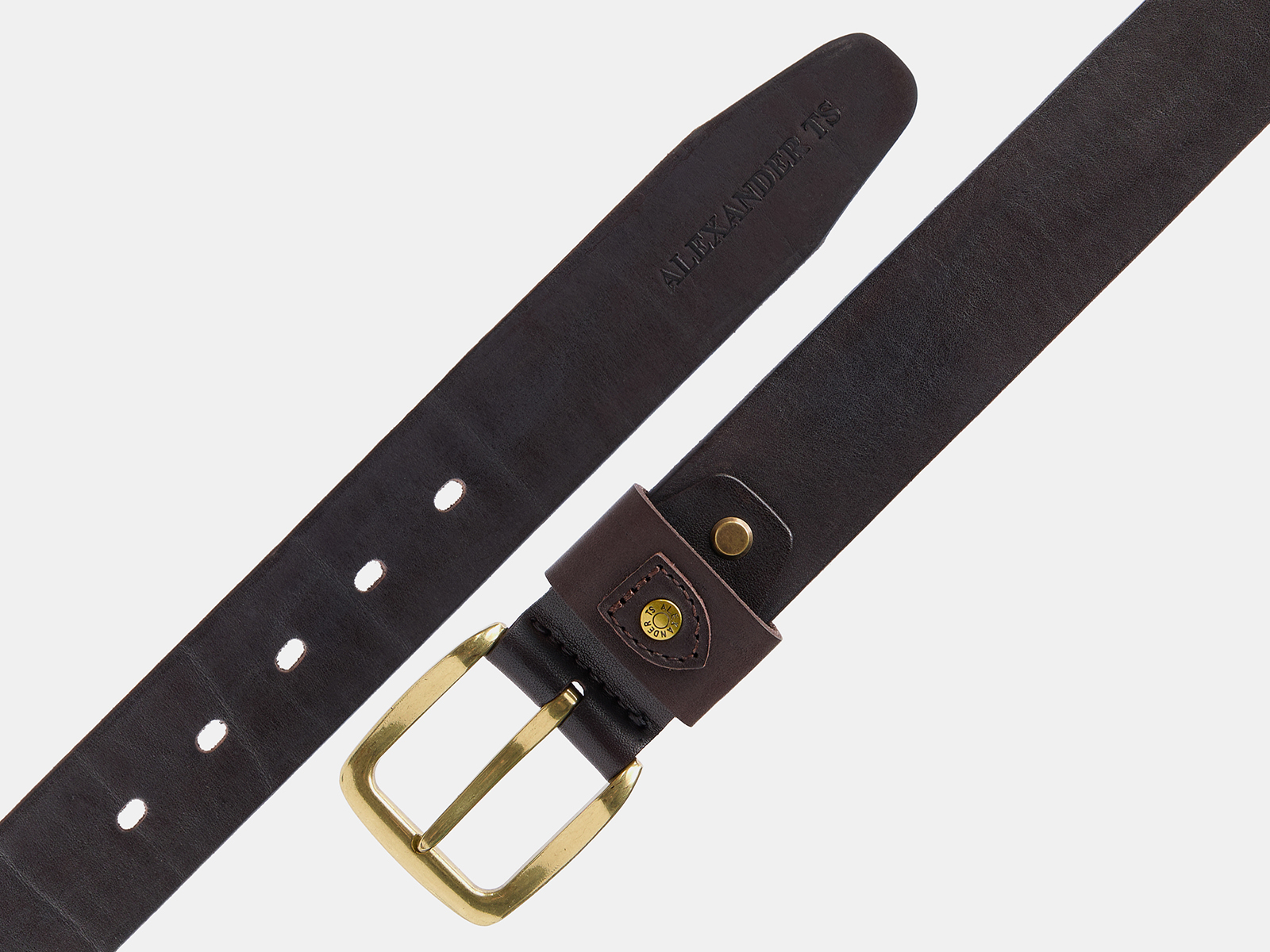 Кожаный коричневый мужской джинсовый ремень B40-2387