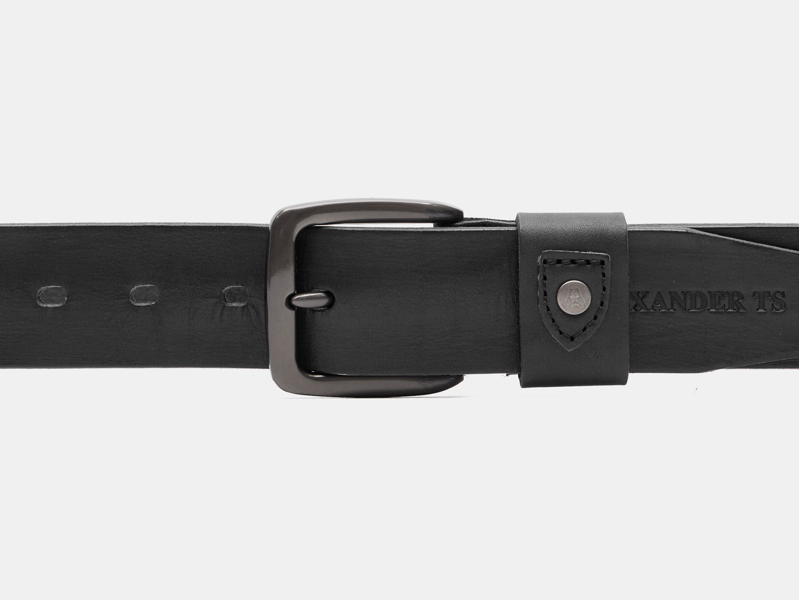 Кожаный черный мужской джинсовый ремень B40-2388