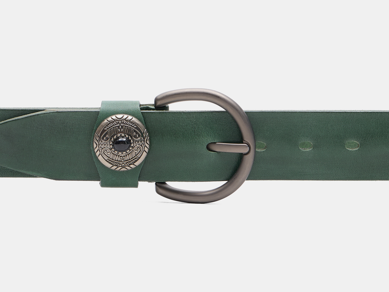 Кожаный зеленый женский джинсовый ремень B40-2375