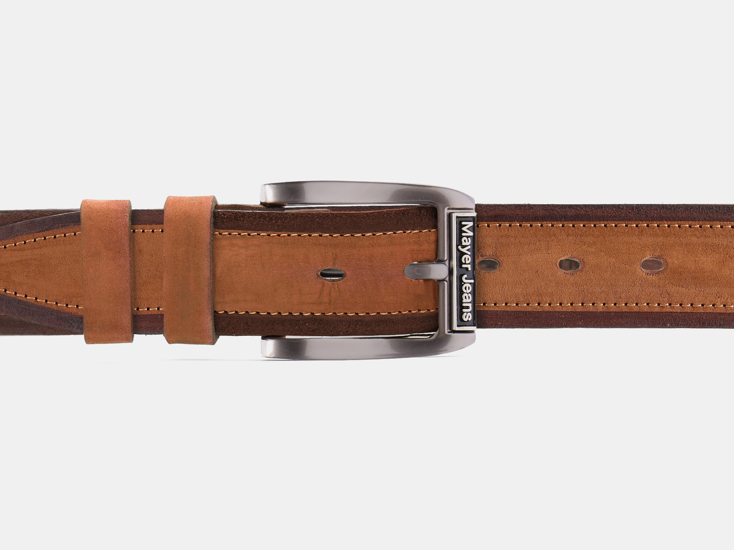 Кожаный коньяк мужской джинсовый ремень B40-2372