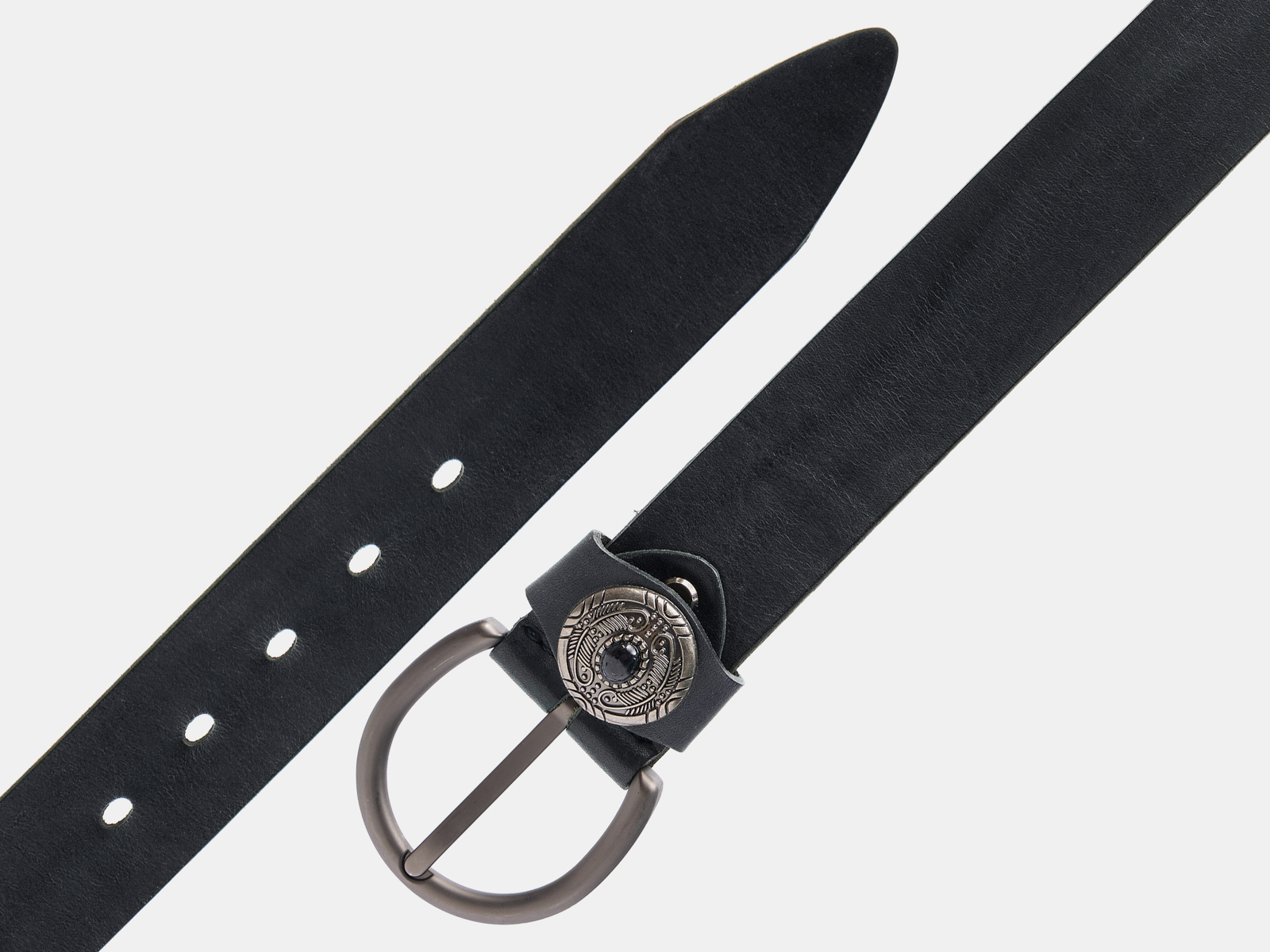 Кожаный черный женский джинсовый ремень B40-2379