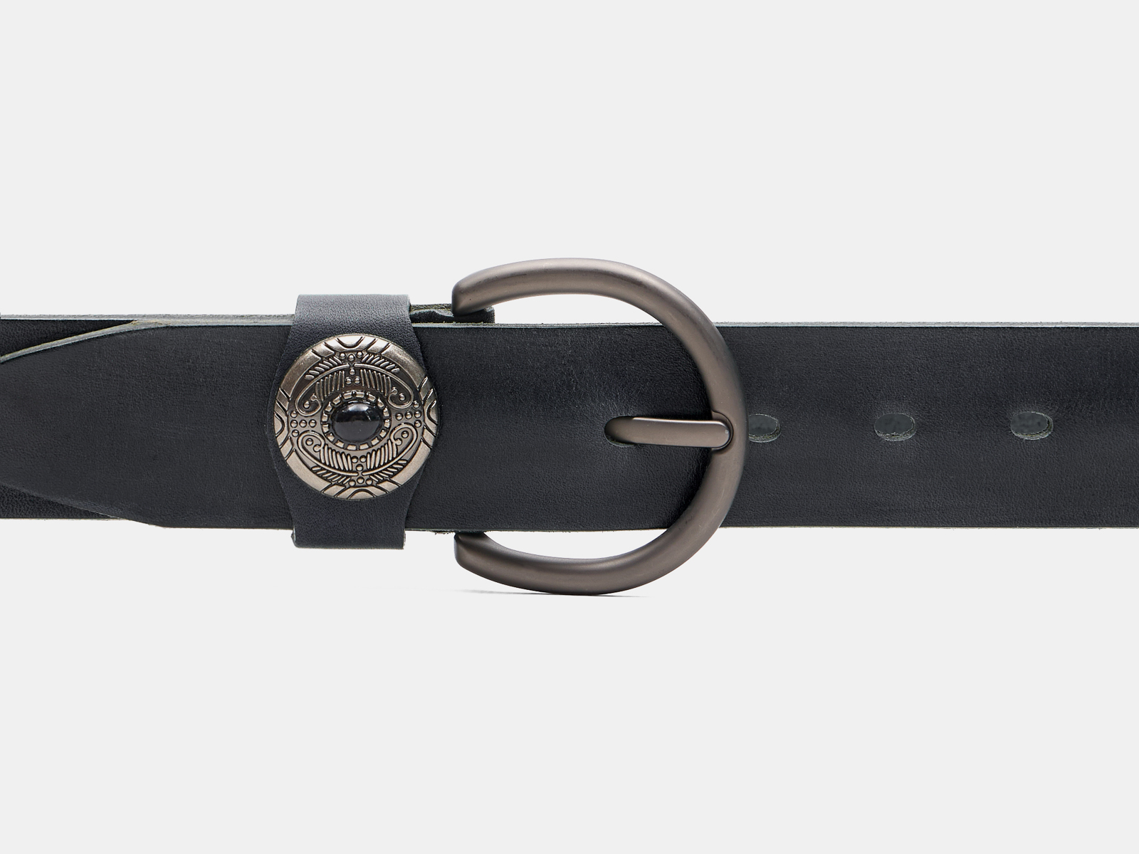 Кожаный черный женский джинсовый ремень B40-2379