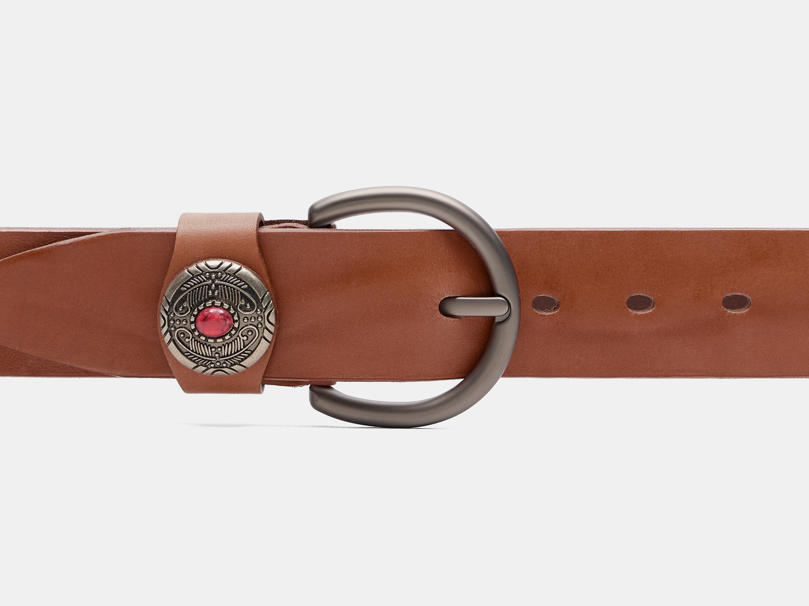 Кожаный коньяк женский джинсовый ремень B40-2381