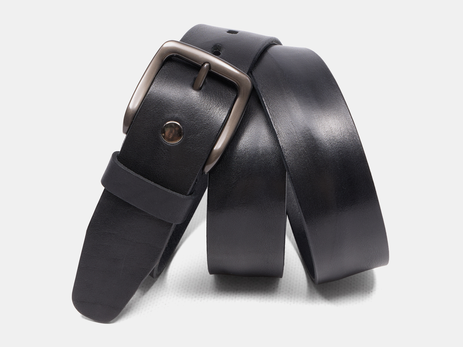 Кожаный черный мужской джинсовый ремень B40-2361