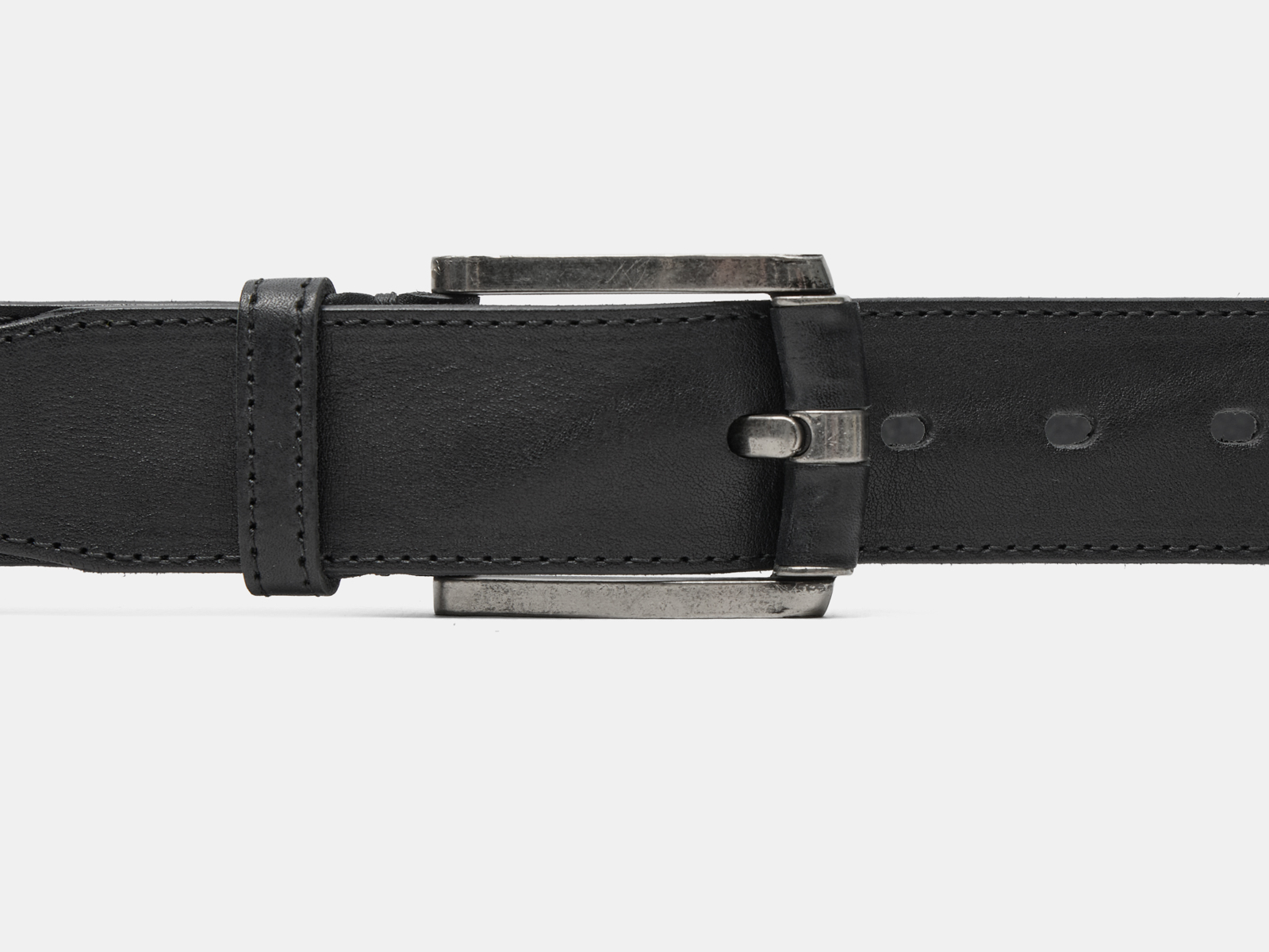 Кожаный черный мужской джинсовый ремень Gaztor40 Black S