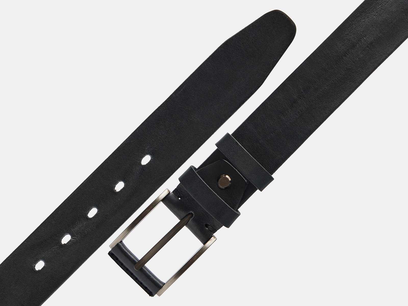 Кожаный черный мужской джинсовый ремень Fix 2Sh Black H