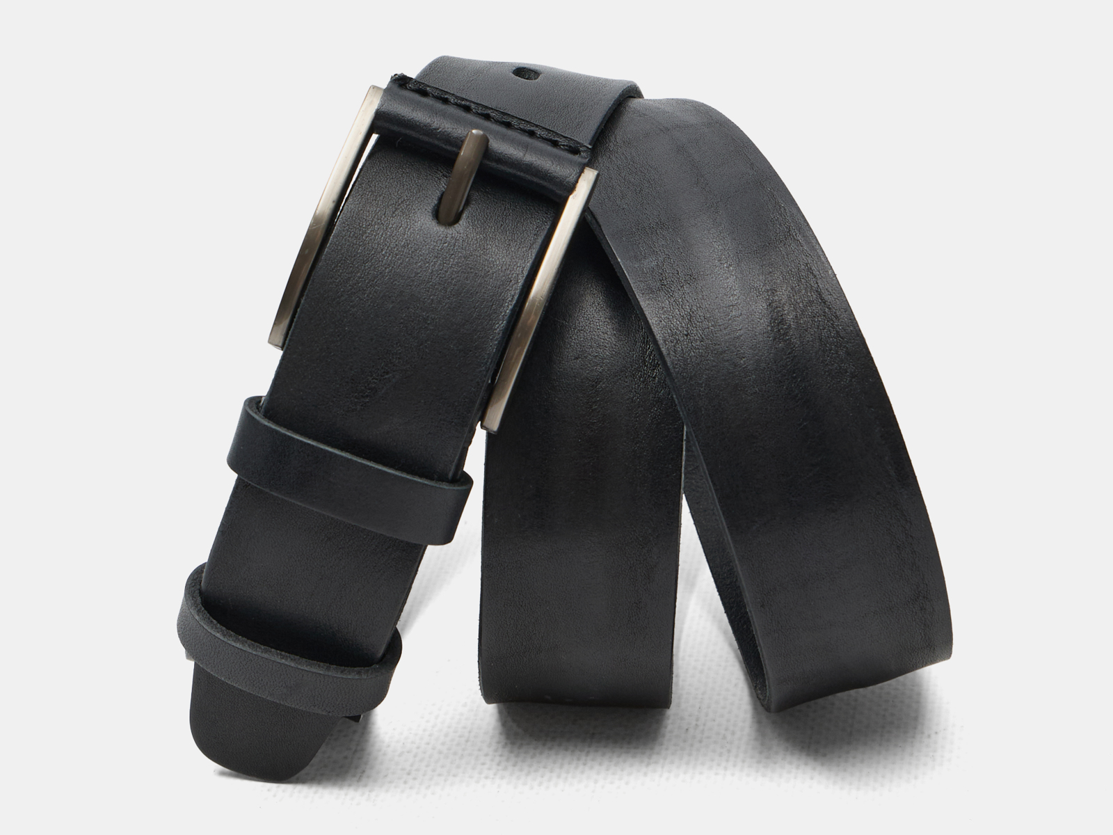 Кожаный черный мужской джинсовый ремень Fix 2Sh Black H