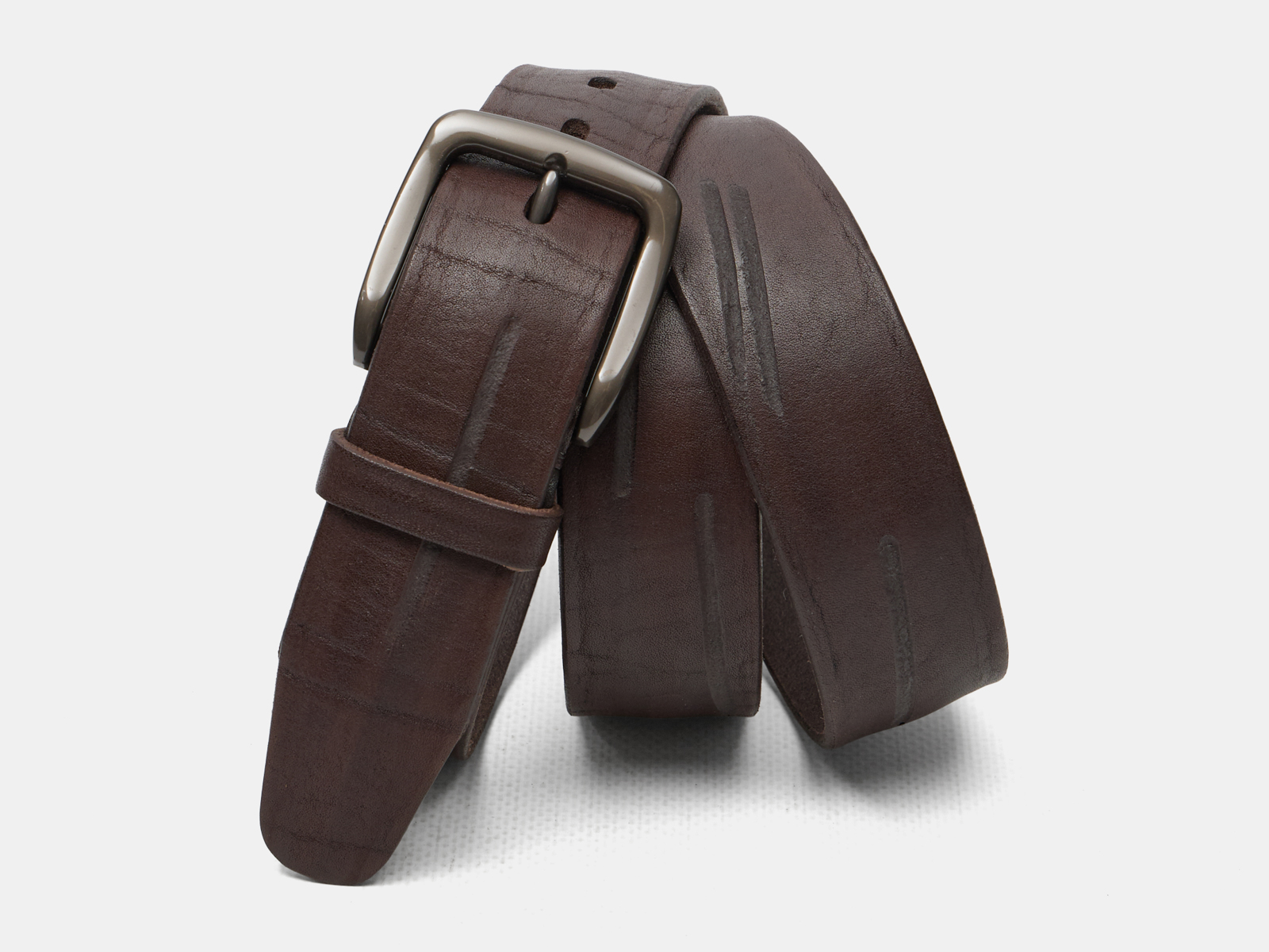 Кожаный коричневый мужской джинсовый ремень Porez40 Brown H