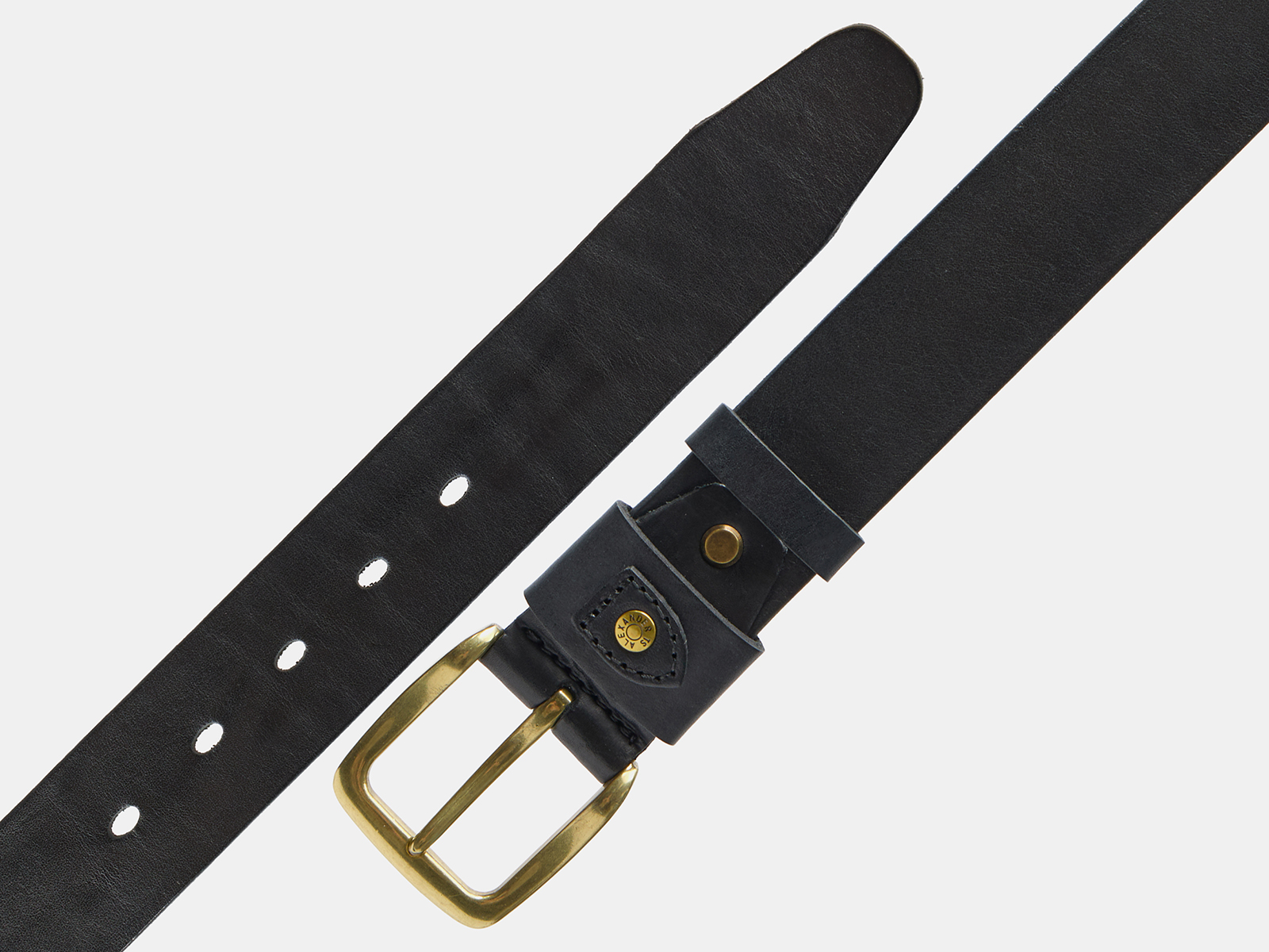 Кожаный черный мужской джинсовый ремень Shield40 Black L