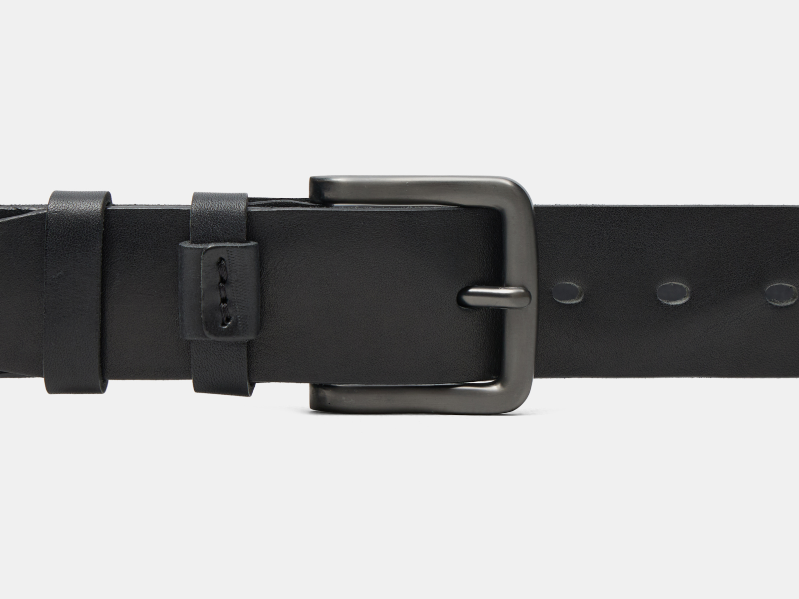 Кожаный черный мужской джинсовый ремень Mini Shlevka Black H