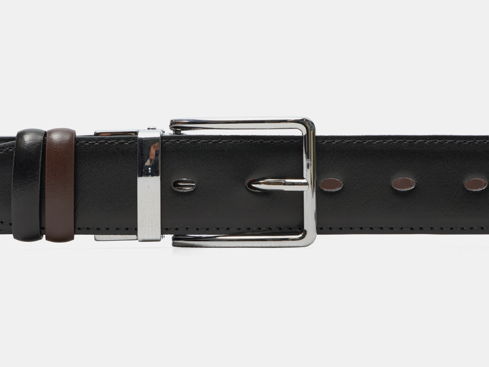 Кожаный черный мужской джинсовый ремень Perevertish Black N