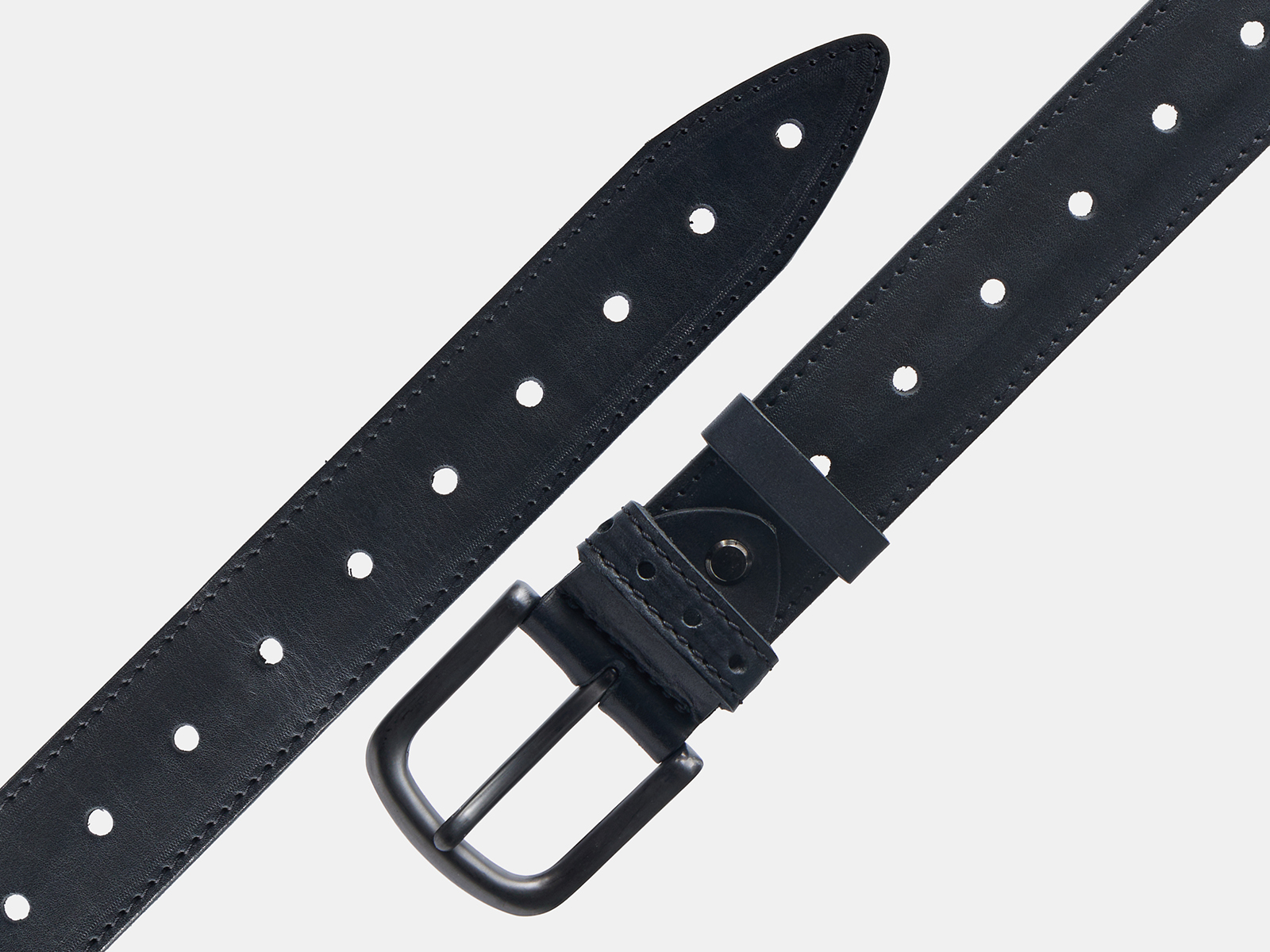 Кожаный черный мужской джинсовый ремень Perfo40 2SH Black H