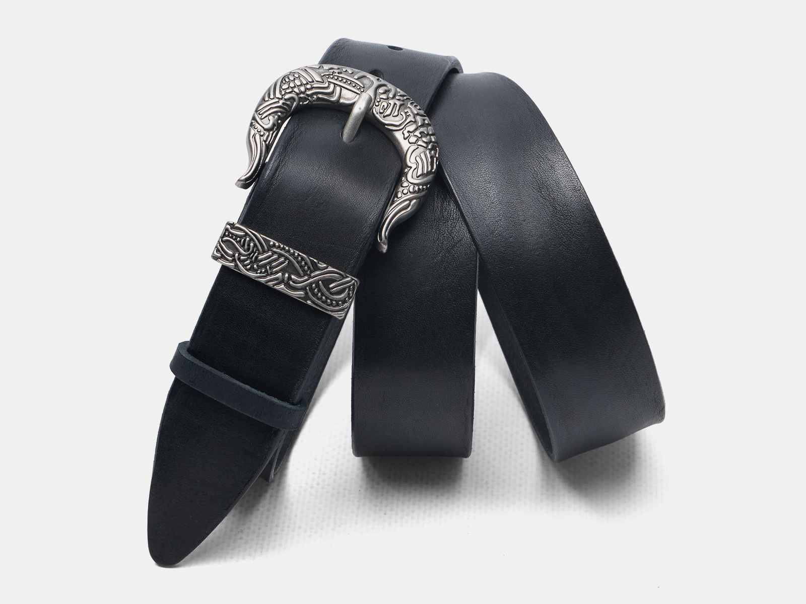 Кожаный черный женский джинсовый ремень Renes35 Black S