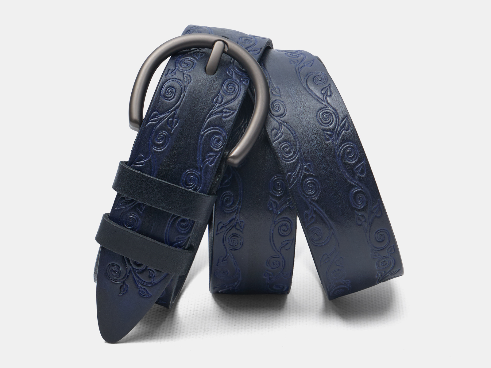 Кожаный синий женский джинсовый ремень Kovan40 BlueBlue H