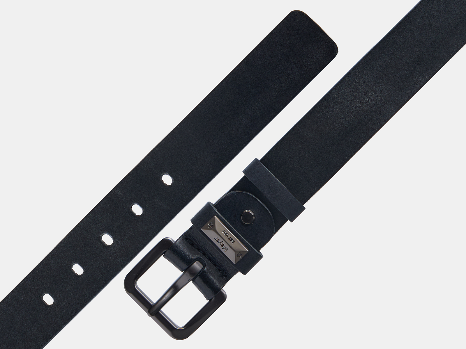 Кожаный черный мужской джинсовый ремень MStar40 Black H