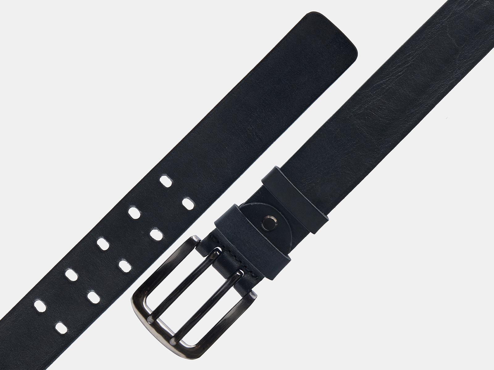 Кожаный черный мужской джинсовый ремень Duo40 Black H