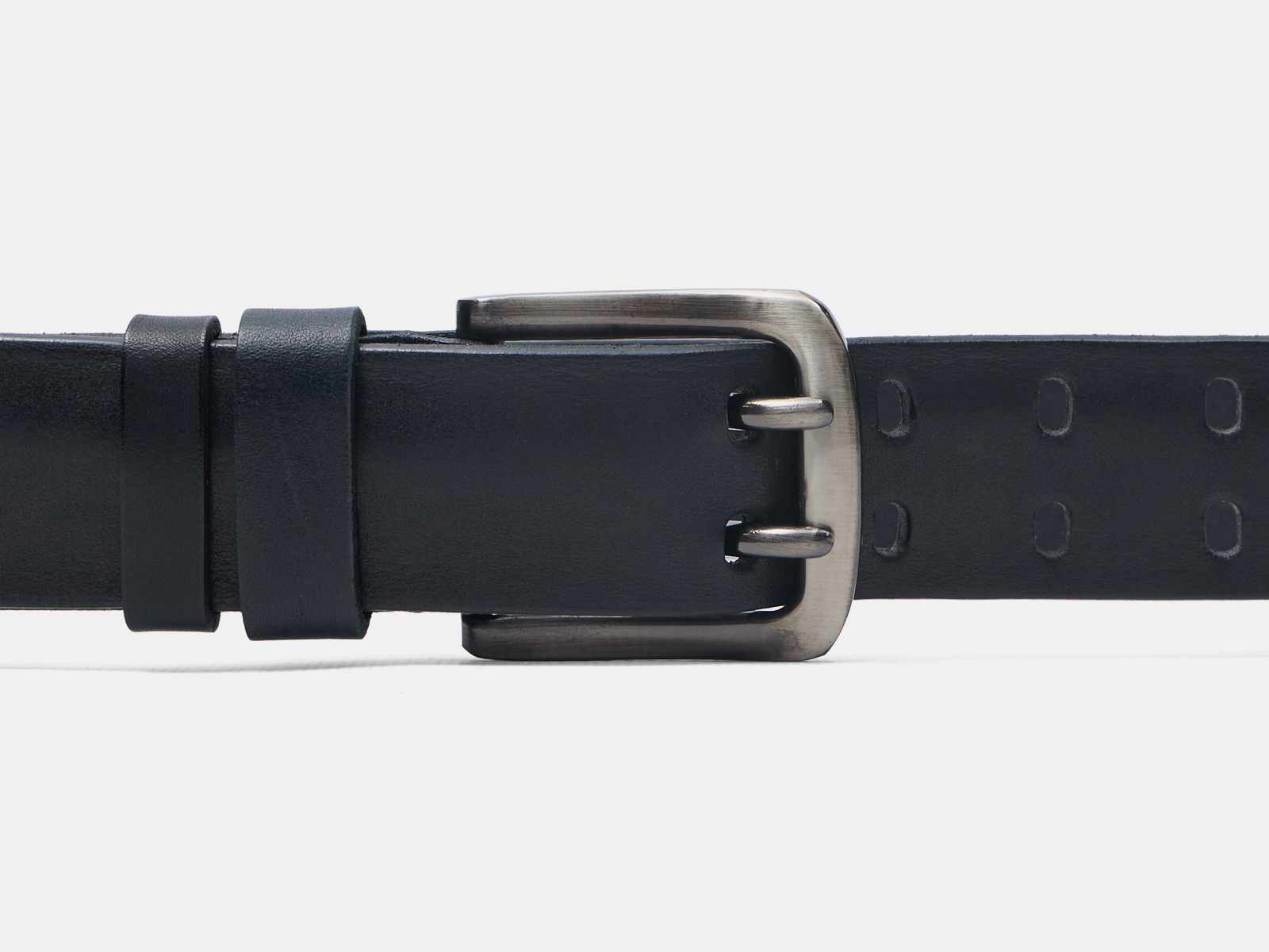 Кожаный черный мужской джинсовый ремень Duo40 Black H