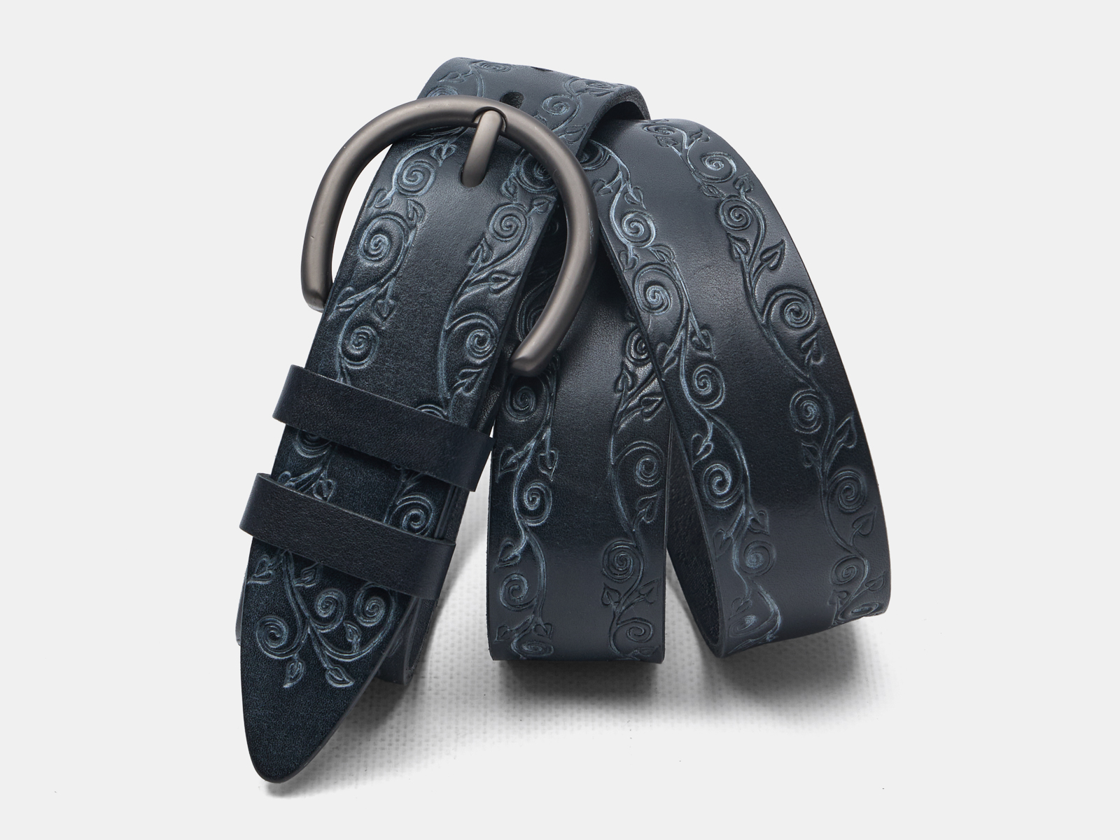 Кожаный черный женский джинсовый ремень Kovan40 BlackGray H