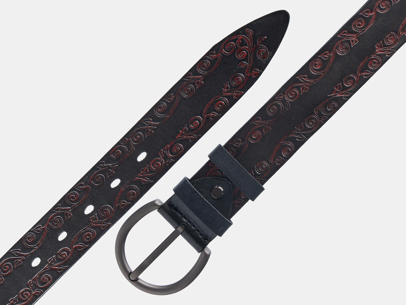 Кожаный черный женский джинсовый ремень Kovan40 BlackRed H