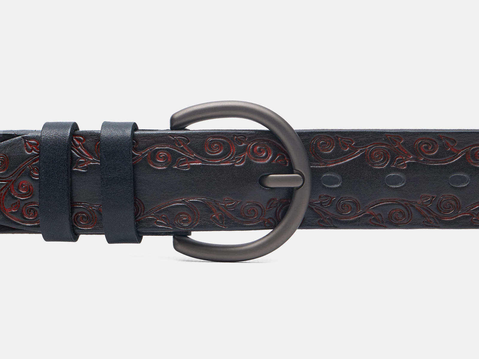 Кожаный черный женский джинсовый ремень Kovan40 BlackRed H