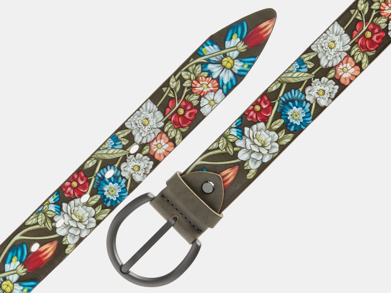 Кожаный серый женский джинсовый ремень 