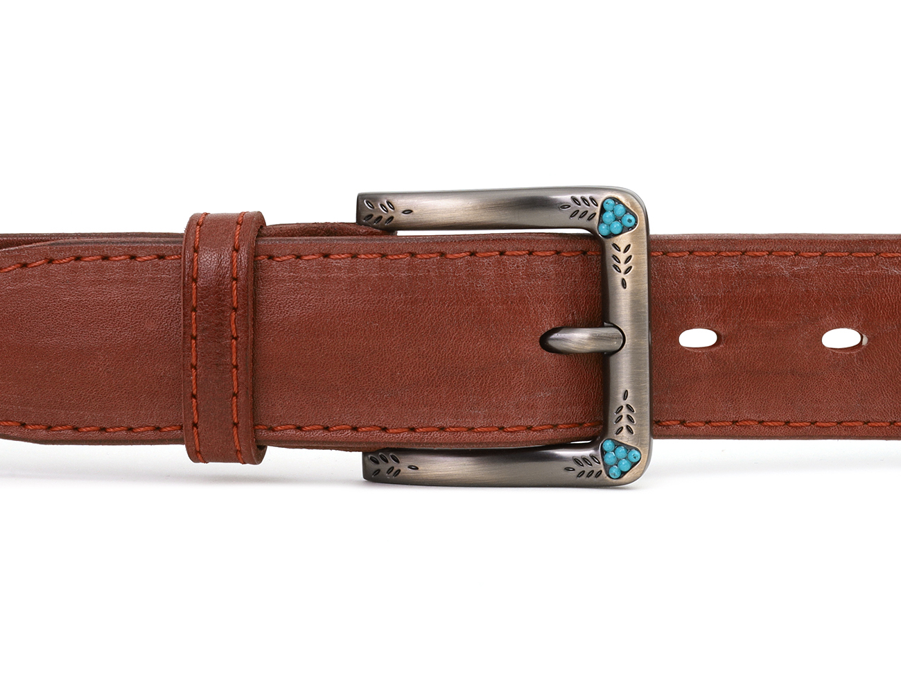 Кожаный коньяк женский джинсовый ремень B35-77