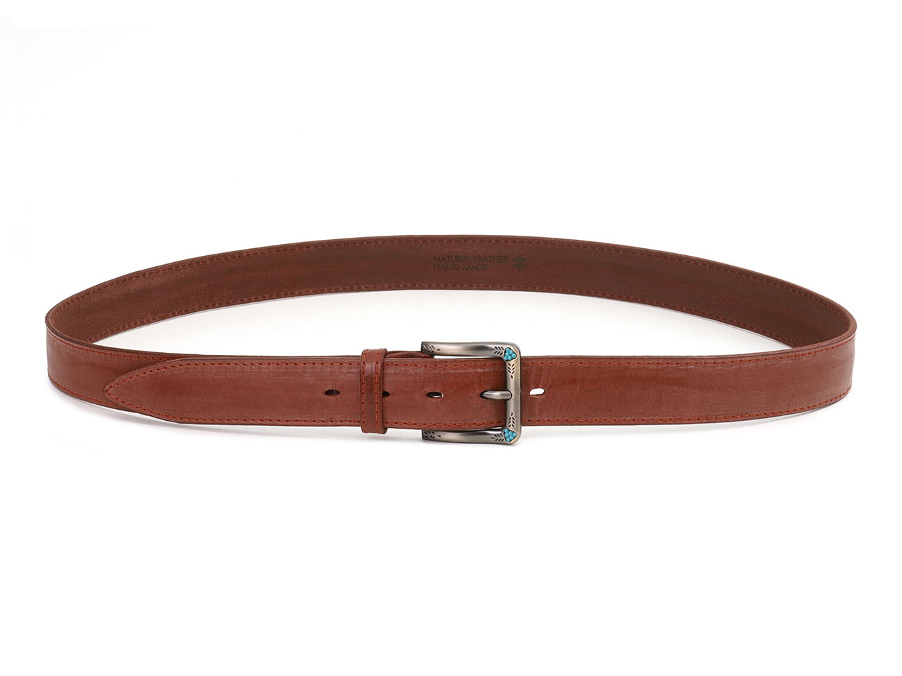 Кожаный коньяк женский джинсовый ремень B35-77