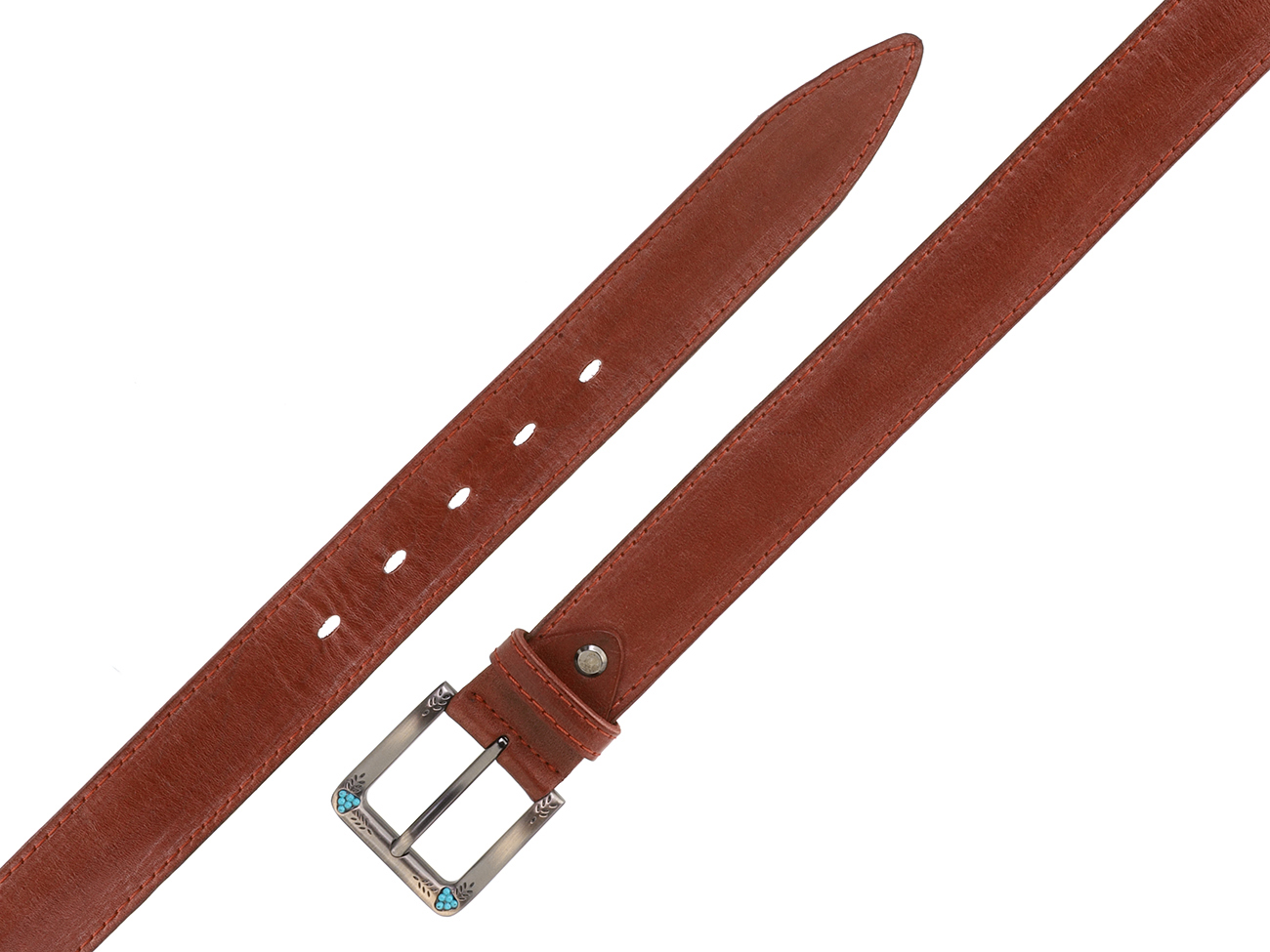 Кожаный коньяк женский джинсовый ремень B35-77