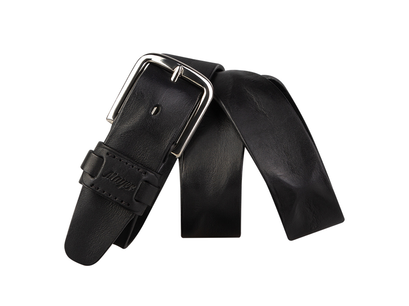 Кожаный черный мужской джинсовый ремень B40-1226