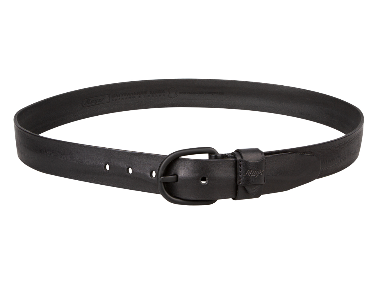 Кожаный черный мужской джинсовый ремень 