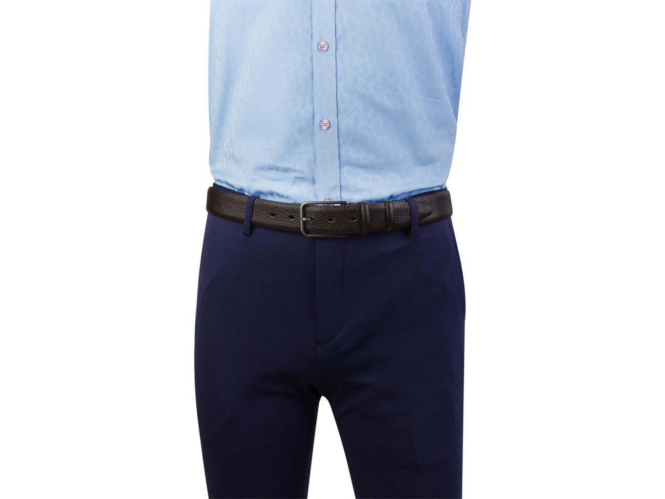 Кожаный коричневый мужской классический ремень DC35-37