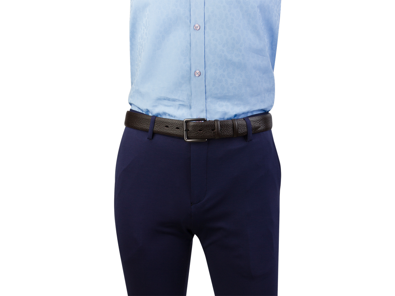 Кожаный коричневый мужской классический ремень DC35-38