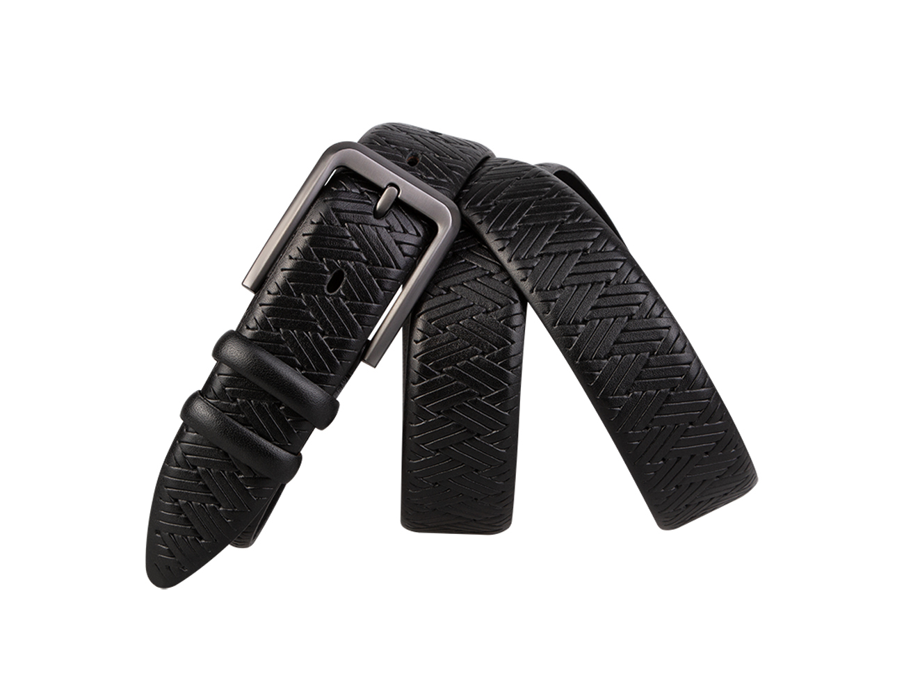 Кожаный черный мужской классический ремень DC35-41