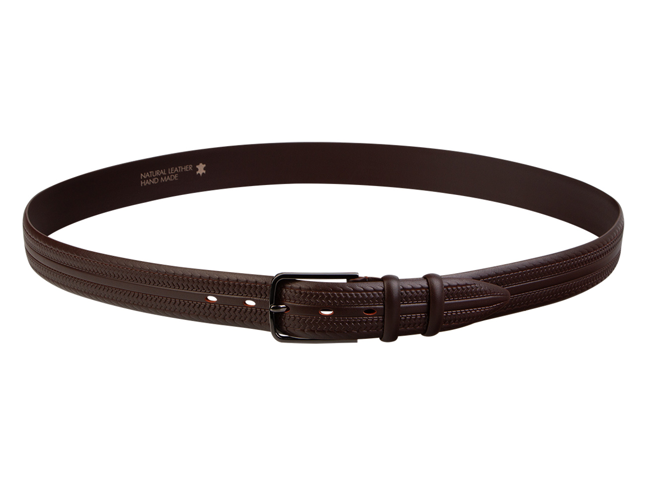 Кожаный коричневый мужской классический ремень DC35-55