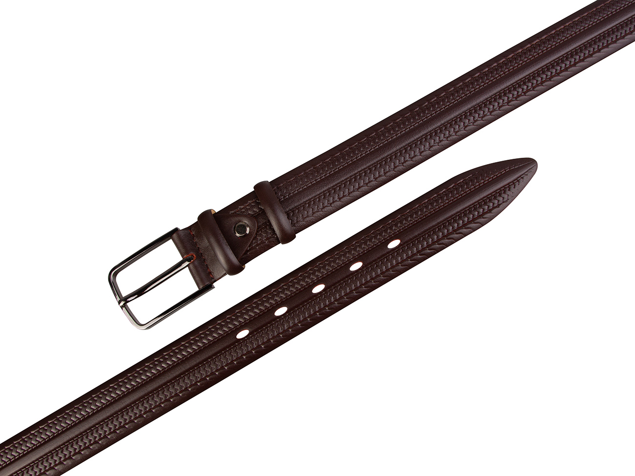 Кожаный коричневый мужской классический ремень DC35-55